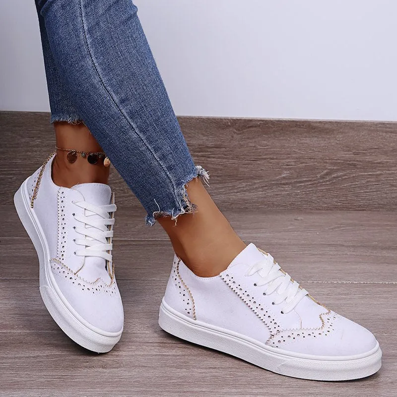 Summer flat lace up walking sneakers casual shoes for women