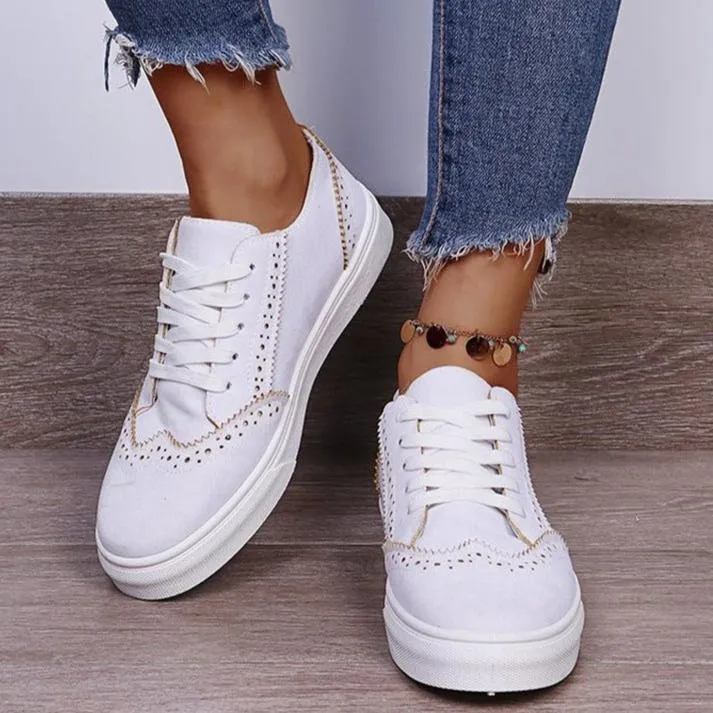 Summer flat lace up walking sneakers casual shoes for women