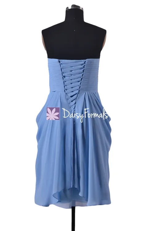 Symmetrical Short Party Dress Cocktail Dress Tiffany Blue Bridesmaid Dress (BM332)