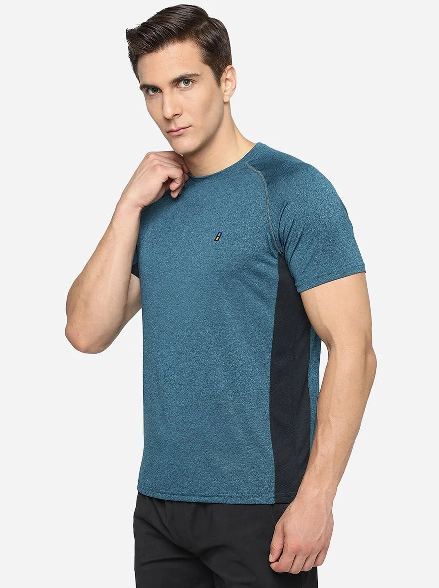 Teal Blue Solid Slim Fit T-Shirt | Jade Play