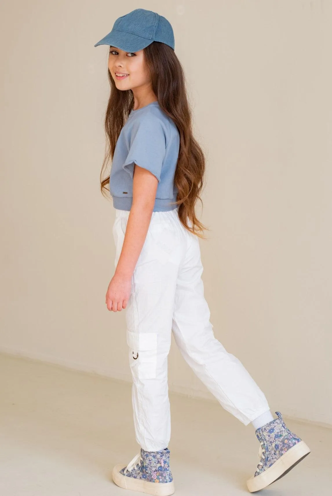 Teen Collab Luna Parachute Pants Holly White