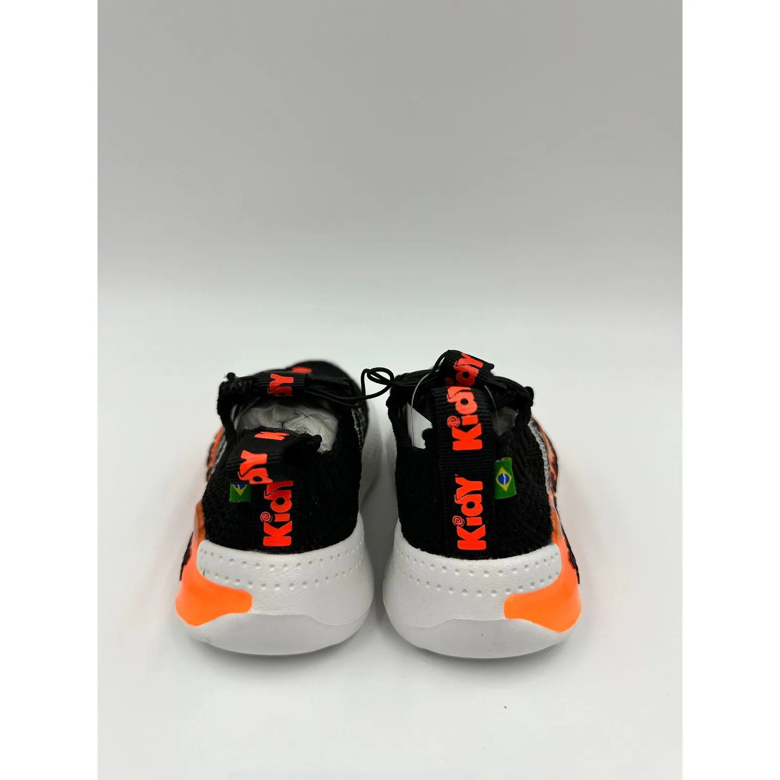 Toddler/Small Kid Size 7, Black Sneakers w/ White Sole with Orange Lights/Accent