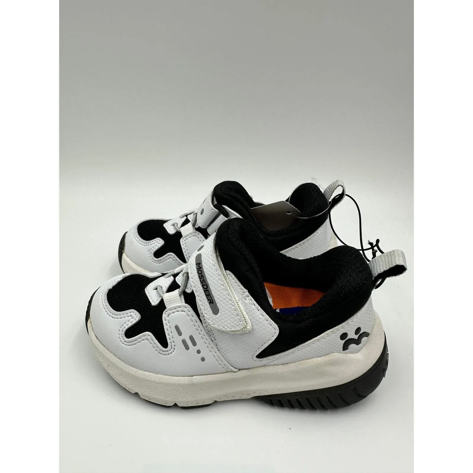 Toddler/Small Kid Size 9, White Sneakers with Black Accent and Straps