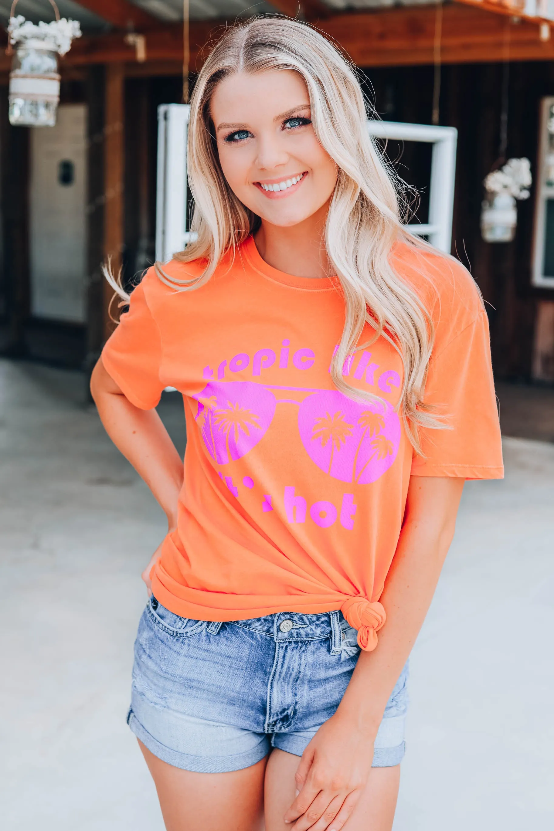 Tropic Like It's Hot Graphic Tee - Orange