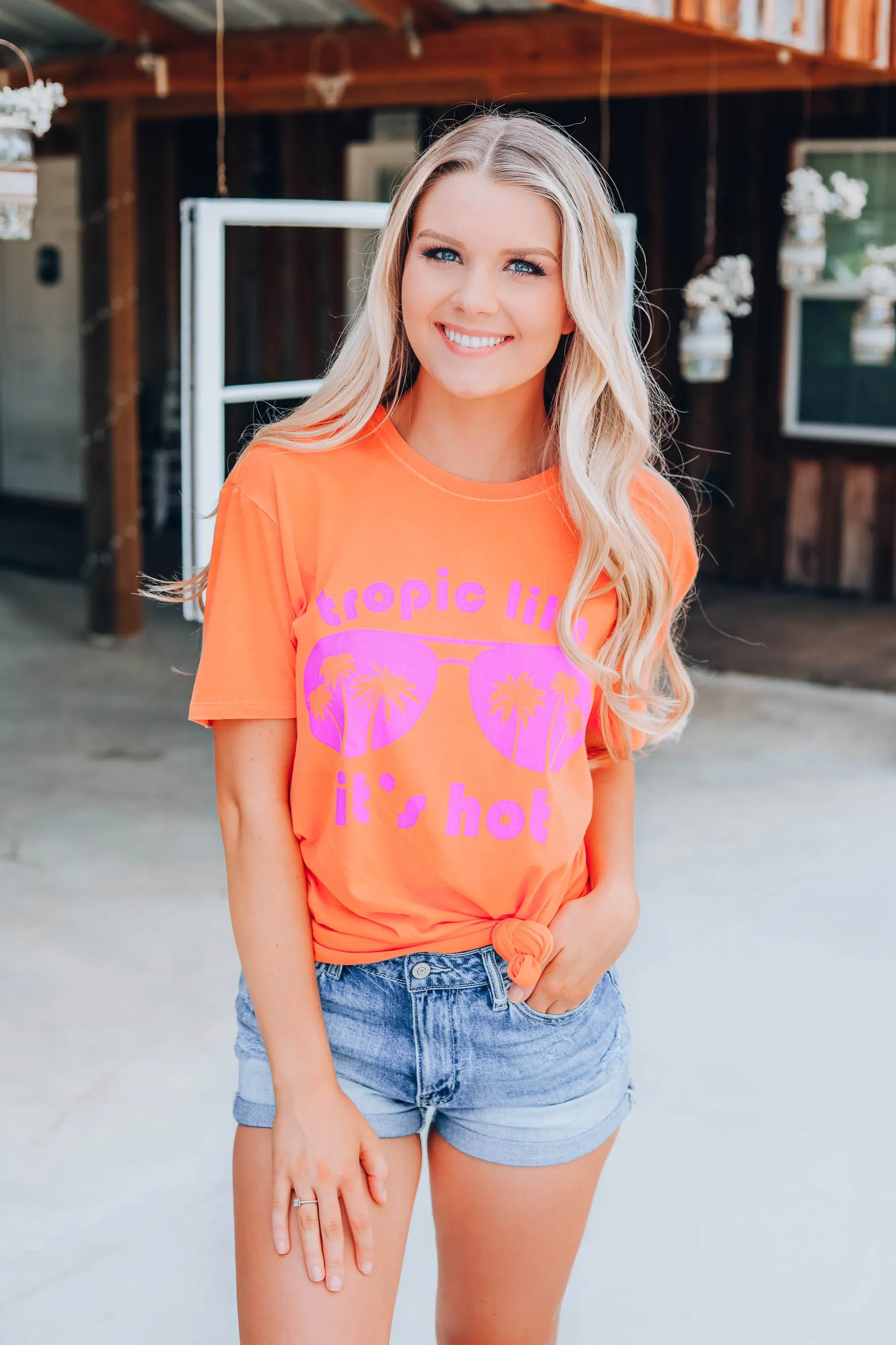 Tropic Like It's Hot Graphic Tee - Orange