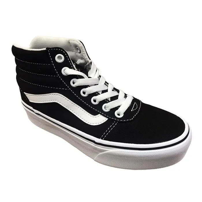 Vans scarpa sneakers da donna con zeppa Ward Hi in tela VN0A4BUC1WX1 nero bianco