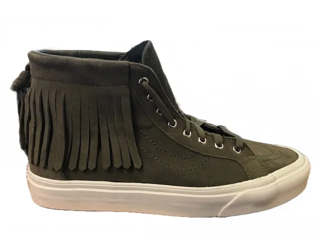 Vans sneakers unisex alte in camoscio con frange SK8-HI Moc VN000315JU0 ivy green-black