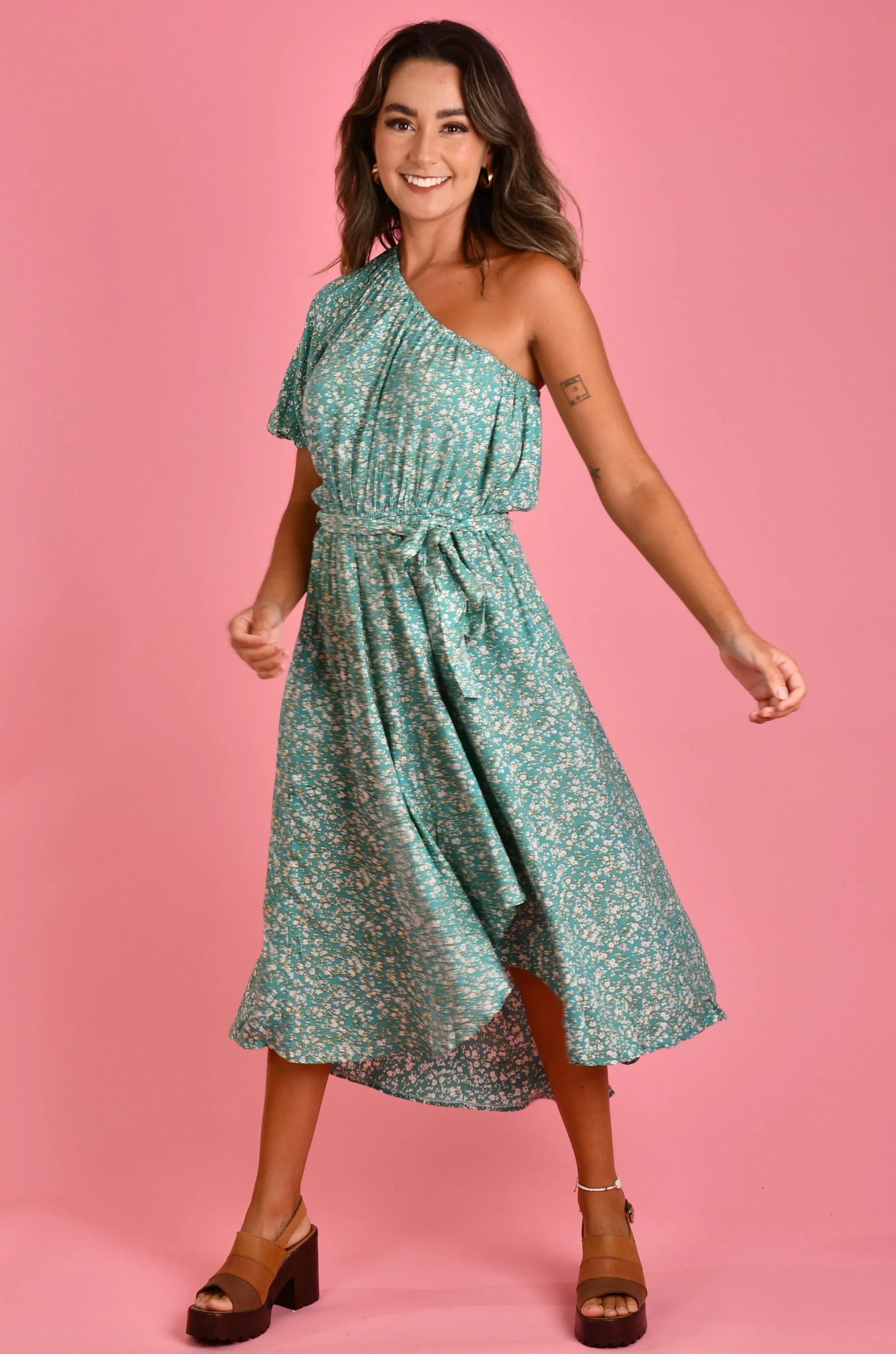 VGLD095 - DELILAH DRESS - DITZY AUTUMN SAGE