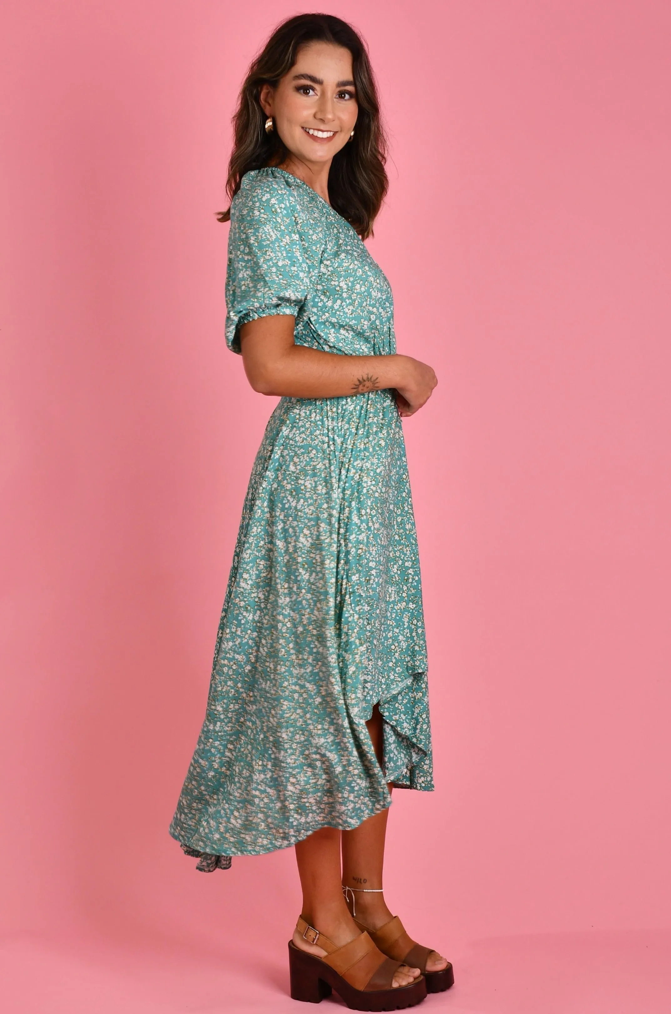 VGLD095 - DELILAH DRESS - DITZY AUTUMN SAGE