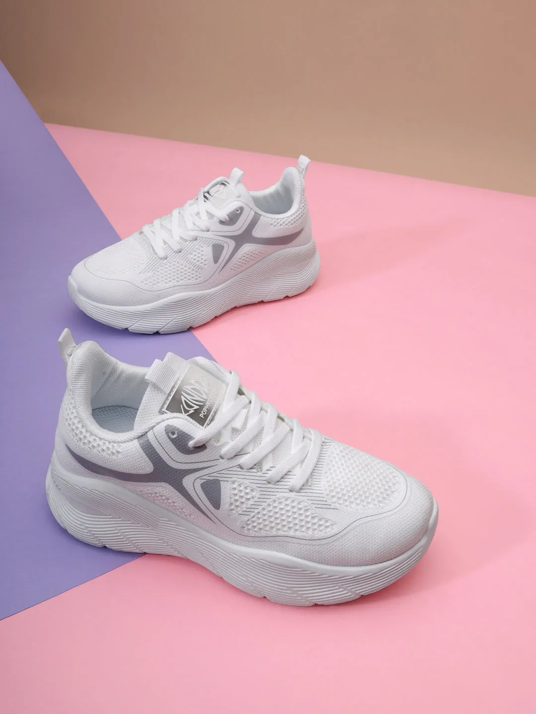 White Mesh Lace-Up Sneakers (TC-RS3613-WHT)