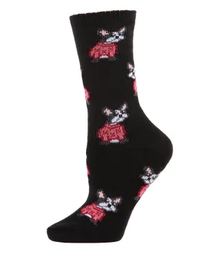 Women's Cozy Sweater Dog Novelty Boot Socks