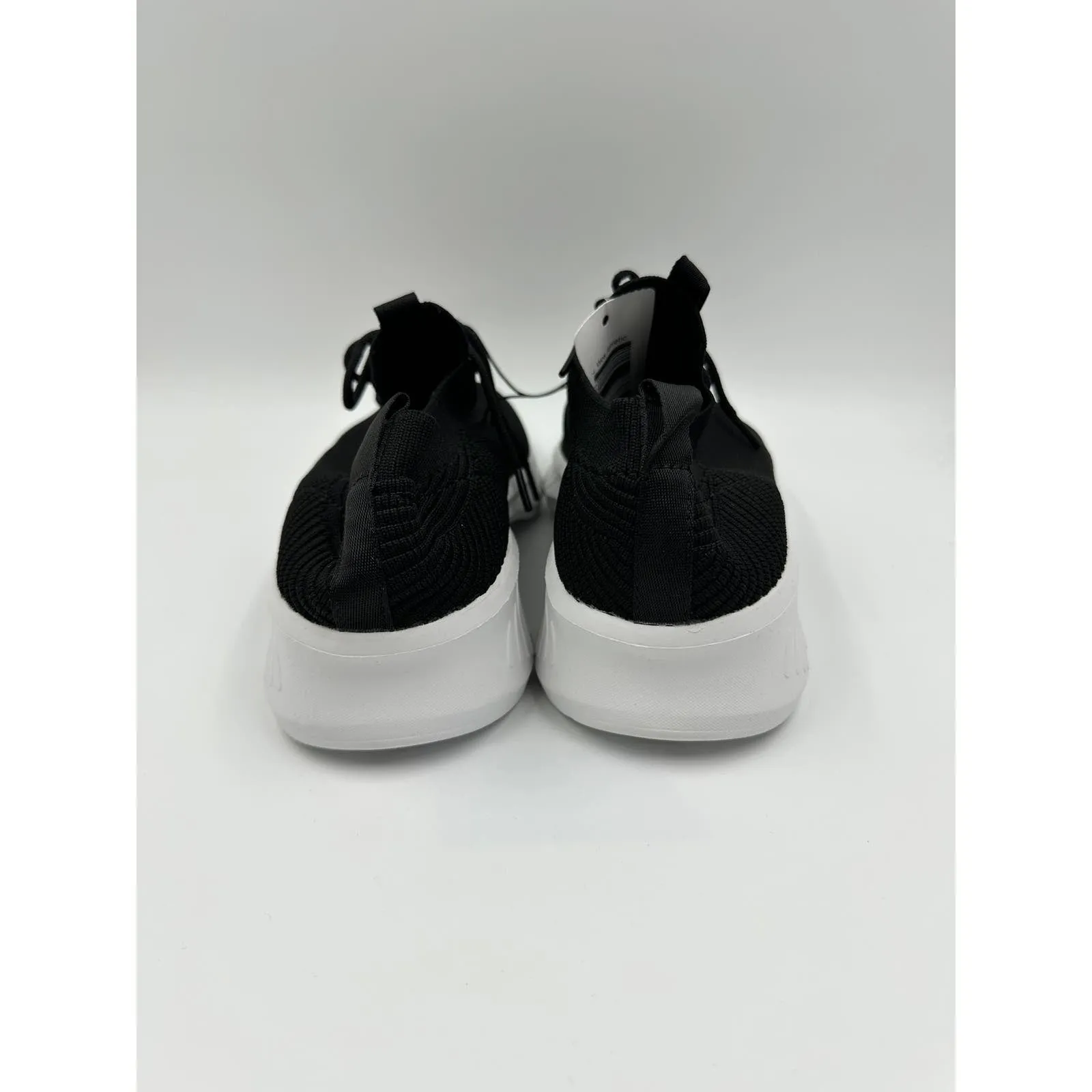 Women's Size 9.5, Black Mesh Knit Slip-on Sneaker w/ Black Laces and White Sole