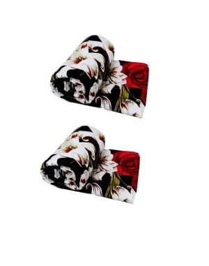 WONDERLOOK 100% Reversible Single Bed AC Blanket/Dohar/Combo Set of 2 Pc (Lili Flower Print)